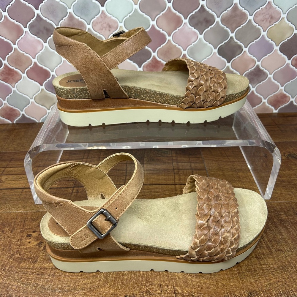 Womens Josef Seibel Clea 16 Camel Woven Platform Sandal size EU40